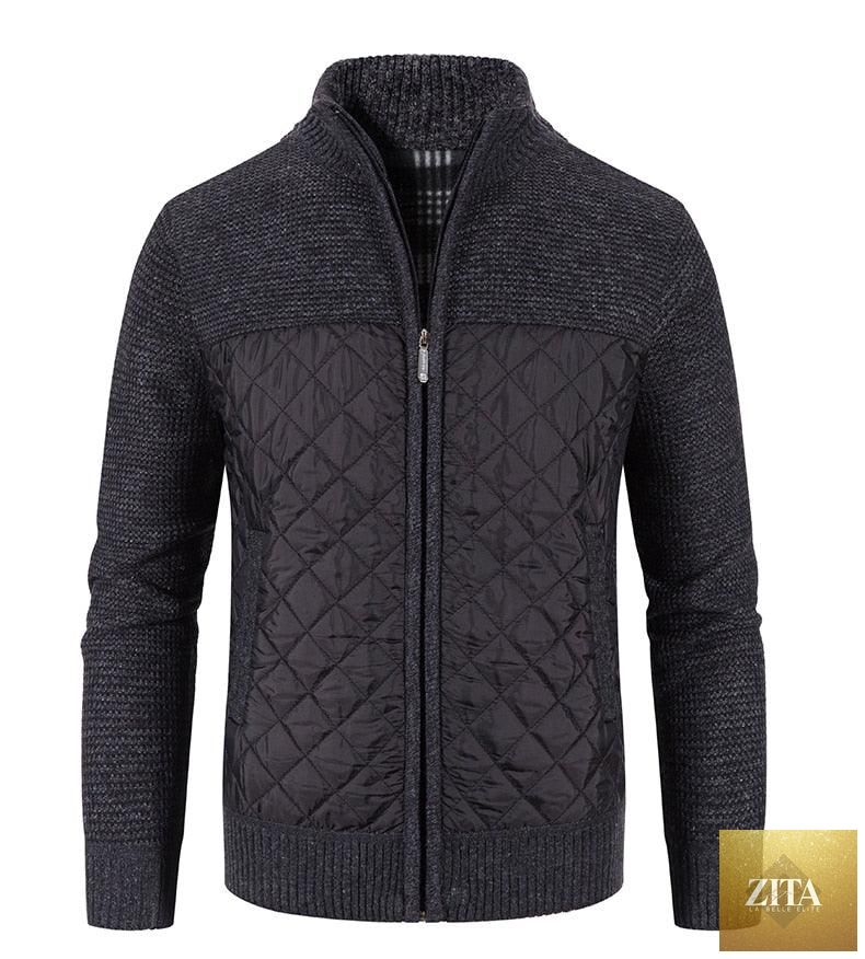 Stevvex men's winter jacket with slim fit, fleece lining, hood, and solid color, suitable for casual and business wear.