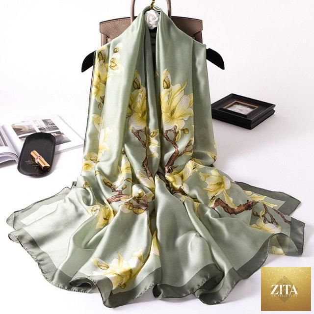 Stevvex luxury winter long silk scarf with floral print, versatile head wrap, neck scarf, and hijab for women.