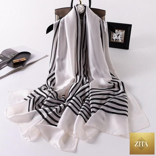 Stevvex luxury winter long silk scarf with print, versatile head wrap, neck scarf, and hijab style for women.