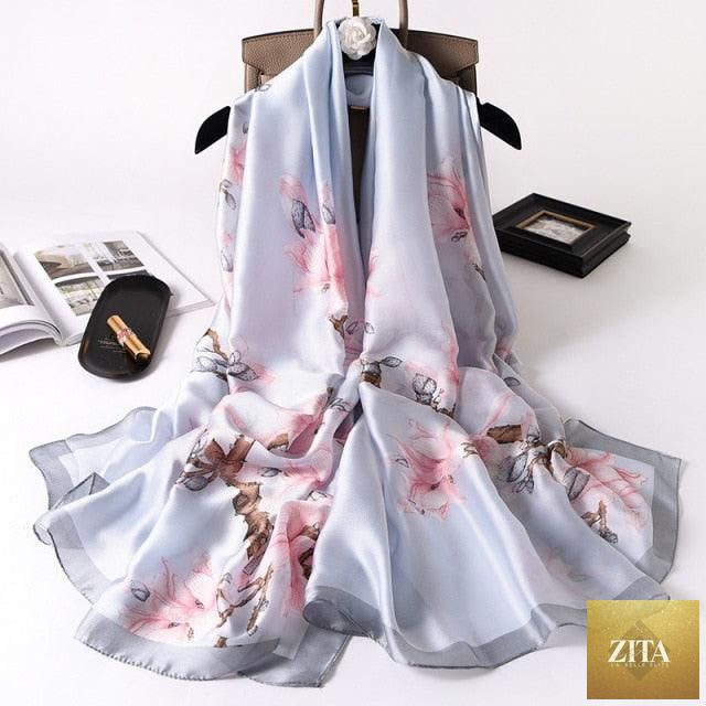Stevvex luxury winter long silk scarf with print, versatile head wrap, neck scarf, and hijab for women, stylish and elegant.