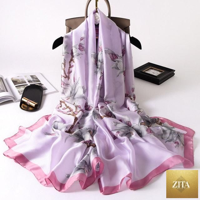 Stevvex luxury long silk scarf with print, versatile for head wraps, hijabs, and neck scarves, ideal for women in winter style.