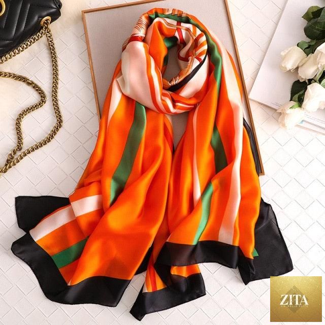 Stevvex luxury winter silk scarf with floral print, long shawl and head wrap, stylish cotton hijab for women.
