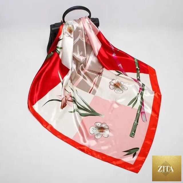 Stevvex fashionable silk satin hijab scarf for women, 90x90cm print square shawl with elegant design and vibrant colors.