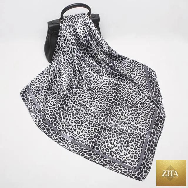 Stevvex fashionable women's scarf, square silk satin hijab with floral print, 90x90cm, elegant and luxurious accessory for ladies.