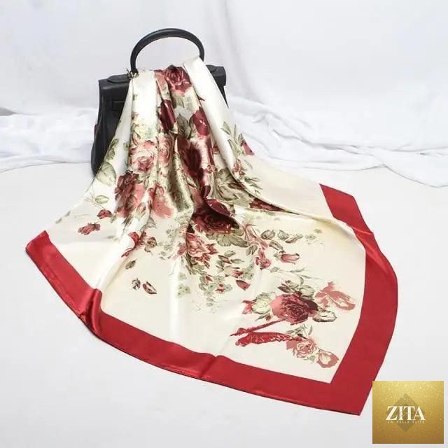Stevvex fashionable silk satin hijab scarf for women, 90x90cm square with vibrant print, elegant accessory for ladies.