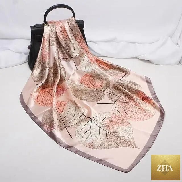 Elegant Stevvex silk satin scarf for women, featuring colorful print, square 90x90cm design, ideal as a stylish hijab or shawl.
