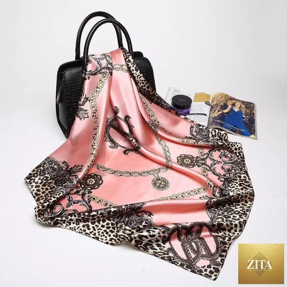 Stevvex fashionable women’s silk satin scarf with vibrant print, 90x90cm square shawl, versatile hijab or bandana, luxurious accessory