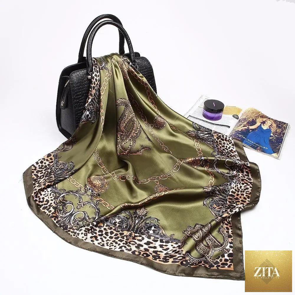Stevvex fashionable silk satin hijab scarf for women with a printed design, 90x90cm square shawl, elegant and luxurious.