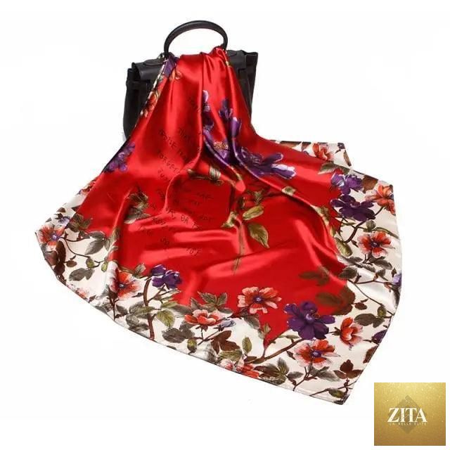 Stevvex elegant silk satin scarf for women featuring a vibrant printed design, 90x90cm square shawl for ladies.