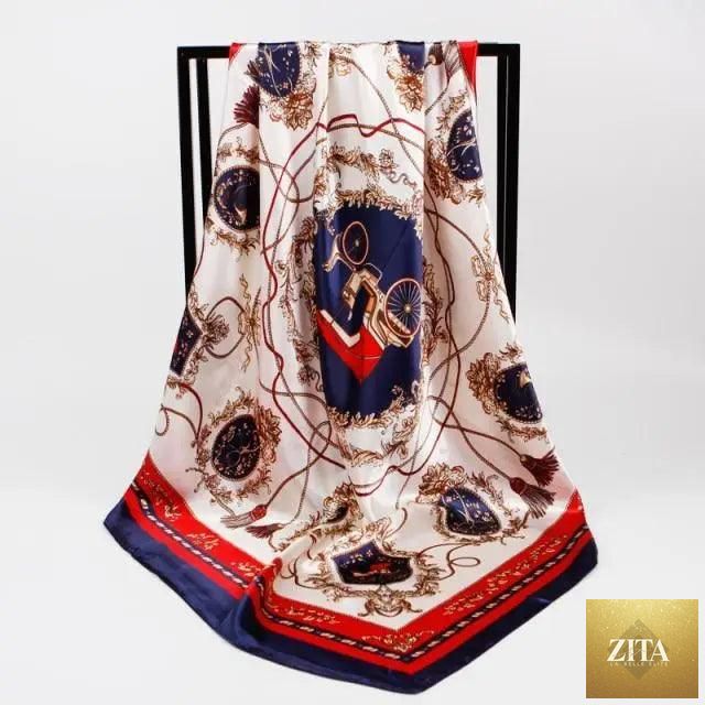 Stevvex silk satin hijab scarf for women featuring a stylish print, 90x90cm square design, perfect for fashionable ladies.