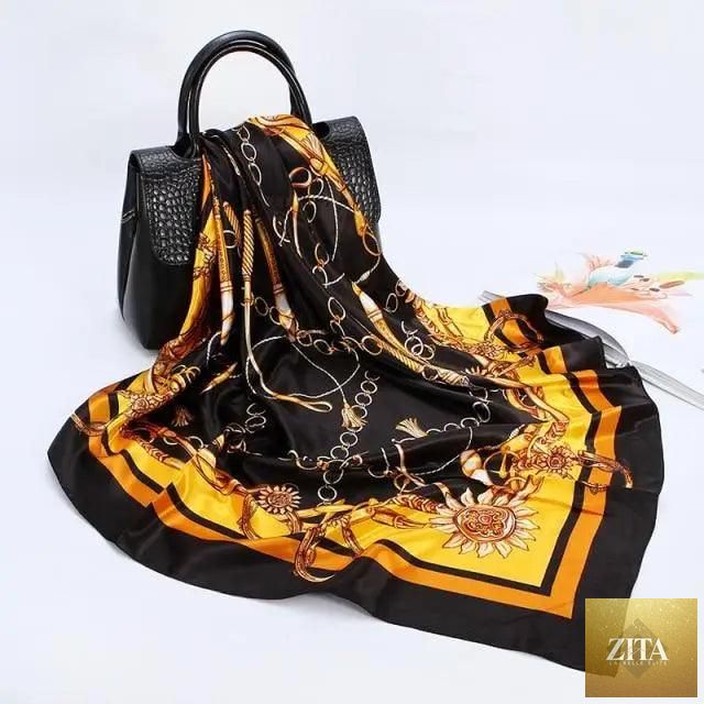Stevvex silk satin hijab scarf for women, 90x90cm square print shawl, stylish and luxurious accessory for ladies.