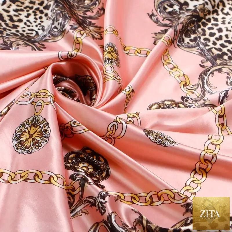 Stevvex elegant women's silk satin scarf with floral print, 90x90cm square shawl, stylish hijab or bandana accessory