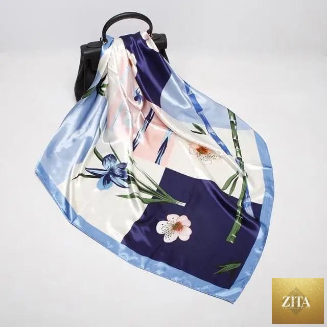 Stevvex silk satin hijab scarf for women, square 90x90cm with vibrant print, elegant fashion accessory for ladies.