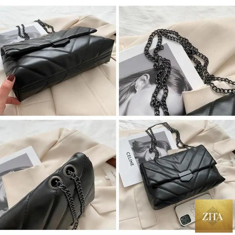 Elegant genuine leather Stevvex crossbody handbag with chain strap, casual designer shoulder bag for women.