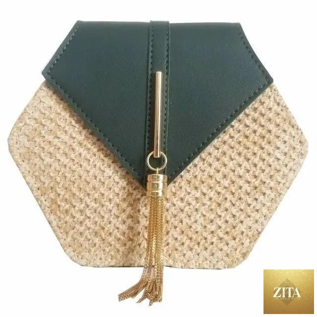 Elegant genuine leather handbag by Stevvex featuring straw and leather woven design, perfect for women and girls, summer beach style.