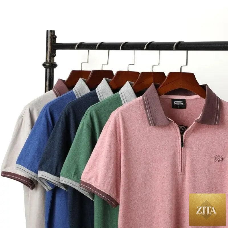Stevvex men's vintage polo shirt made of soft cotton, breathable, slim fit, short sleeve casual tee with double-sided design