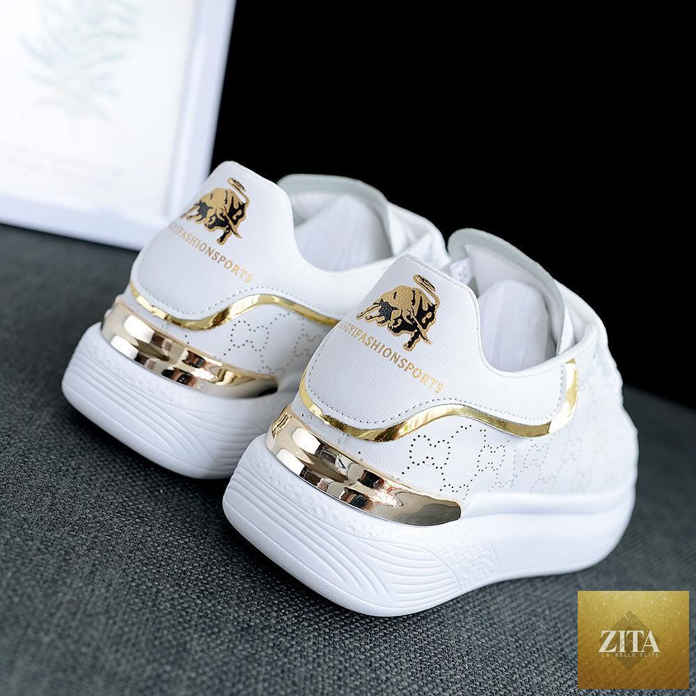 Stevvex women's white thick-soled sports shoes with breathable design, lace-up trainers for gym, tennis, and casual summer wear.