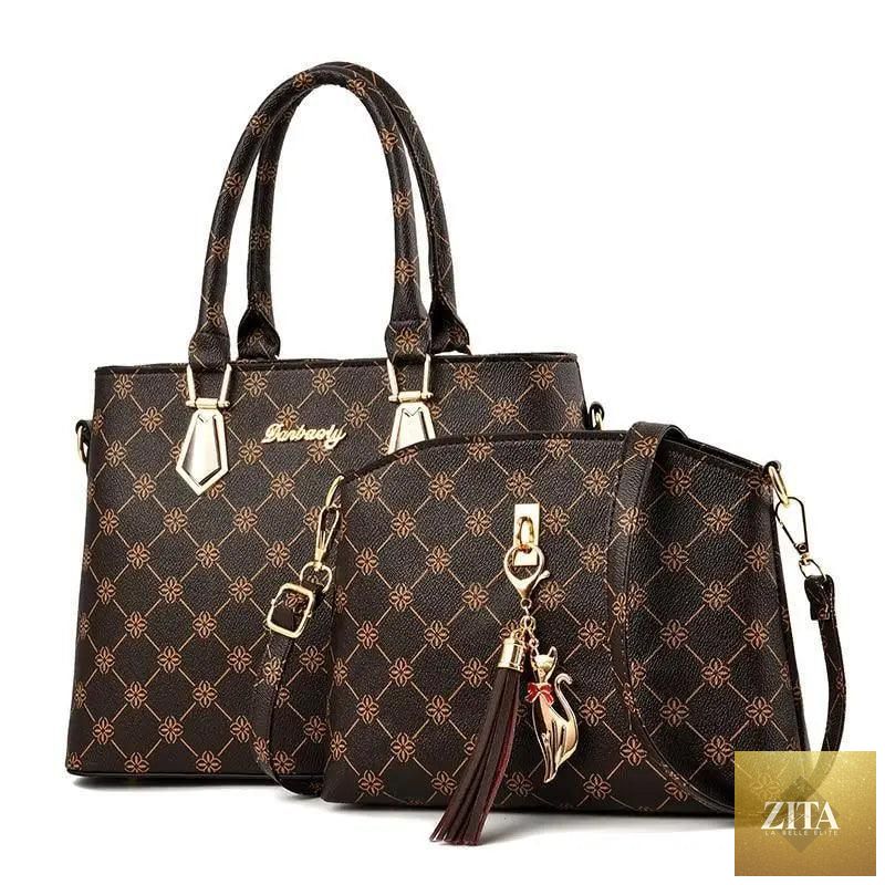 Elegant genuine leather handbags set by Stevvex, stylish 2-piece shoulder bag for women and girls, perfect for gifting or everyday use.