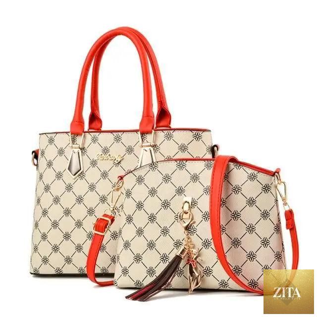 Elegant genuine leather handbags set by Stevvex, stylish 2-piece shoulder bags for women and girls with a sleek design.