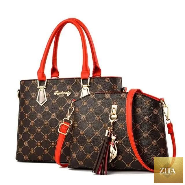 Elegant genuine leather handbags set by Stevvex, stylish 2-piece shoulder bags for women and girls, ideal for everyday use.