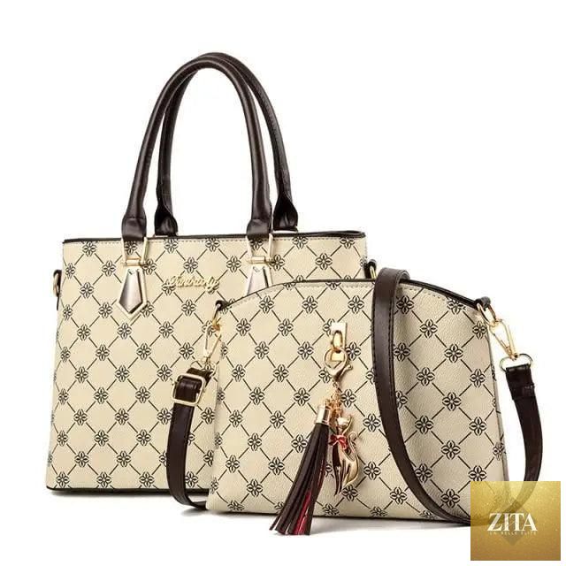 Elegant genuine leather handbags set by Stevvex, stylish 2-piece shoulder bags for women and girls, perfect for gifting.