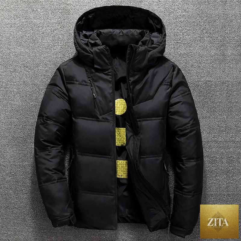 Stevvex modern red men's winter jacket with hood, solid color, warm, stylish outdoor coat with unique design and comfortable fit.