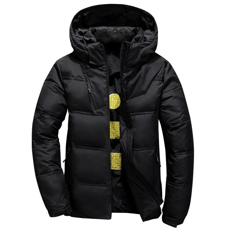 Stevvex men's modern red winter jacket with hood, solid color, warm, stylish, outdoor coat, featuring a unique design and comfortable fit.
