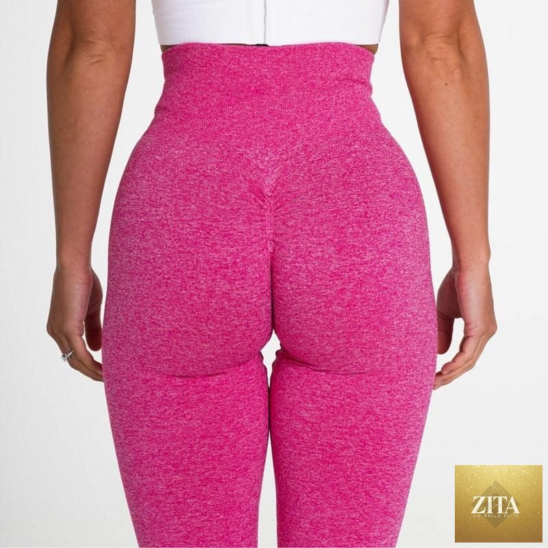 Pink seamless women's workout leggings by Stevvex, high waist, lifting design, ideal for gym, yoga, and active fitness.