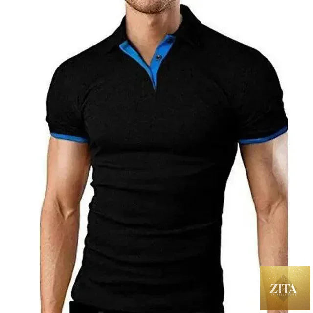 Stevvex men's short sleeve polo shirt, summer cool casual T-shirt with lapel, suitable for business or casual wear.