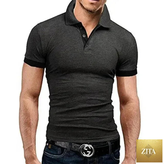 Stevvex men's short sleeve polo shirt for summer, casual and business wear, with a classic lapel and comfortable fit.