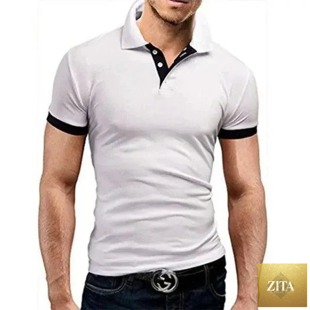 Stevvex men's summer polo shirt with short sleeves, casual and business style, featuring a lapel and comfortable fit.
