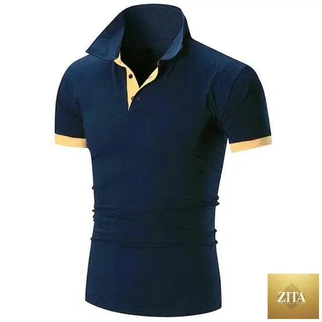 Stevvex men's summer polo shirt with short sleeves, casual lapel design, lightweight breathable fabric for warm weather.