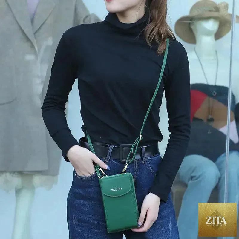 Elegant genuine leather Zita La Belle Elite small PU luxury handbag for women, featuring a crossbody style, purse clutch, and phone wallet.