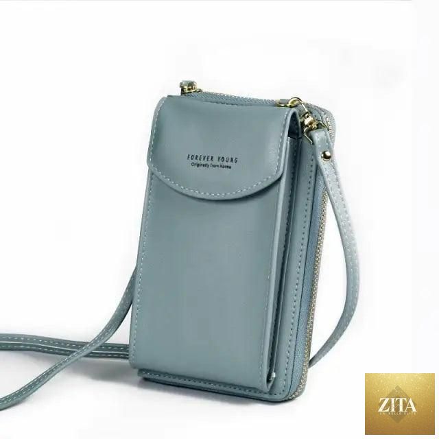 Elegant genuine leather Zita La Belle Elite small PU luxury handbag with crossbody strap, purse clutch, and phone wallet for women and girls.