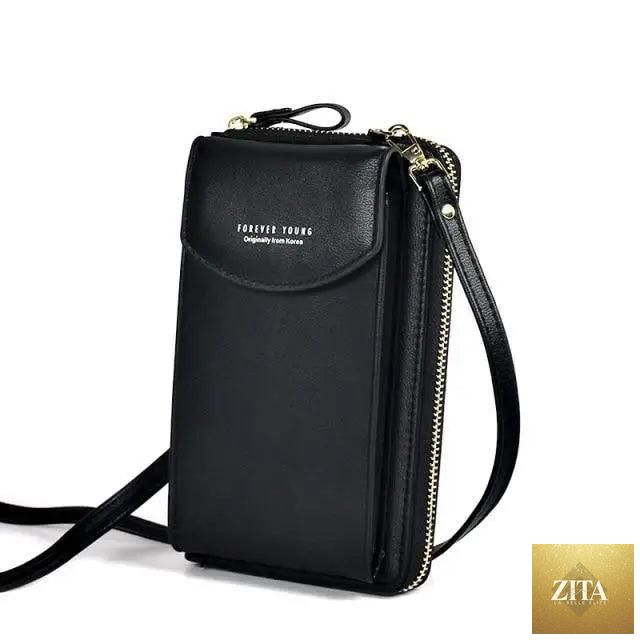 Elegant genuine leather Zita La Belle Elite small PU luxury handbag with crossbody strap, clutch, and phone wallet for women and girls.