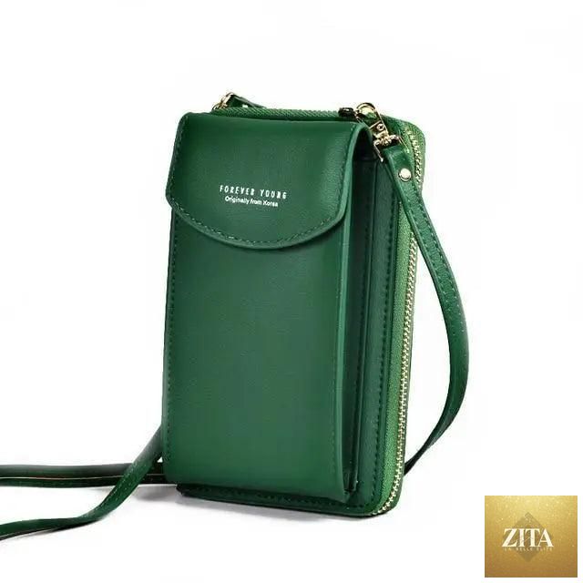 Elegant genuine leather Zita La Belle Elite small PU luxury handbag with crossbody strap, purse clutch, and phone wallet for women and girls.