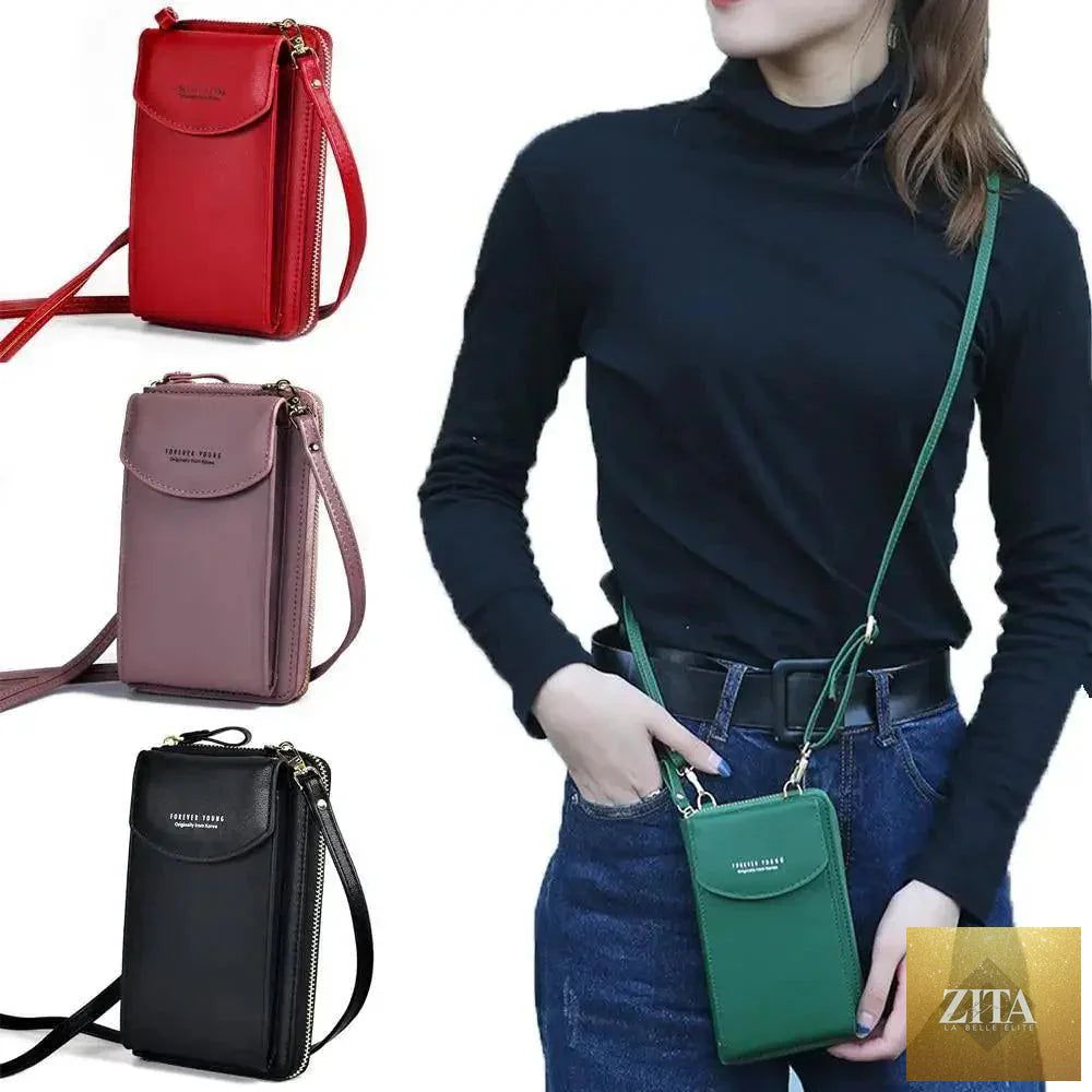 Elegant genuine leather Zita La Belle Elite small PU luxury handbag with crossbody strap, clutch style, perfect for women and girls.