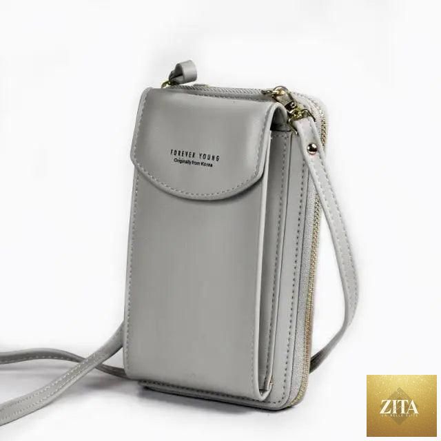 Elegant genuine leather Zita La Belle Elite small PU luxury handbag for women, featuring crossbody style with purse, clutch, and phone wallet.