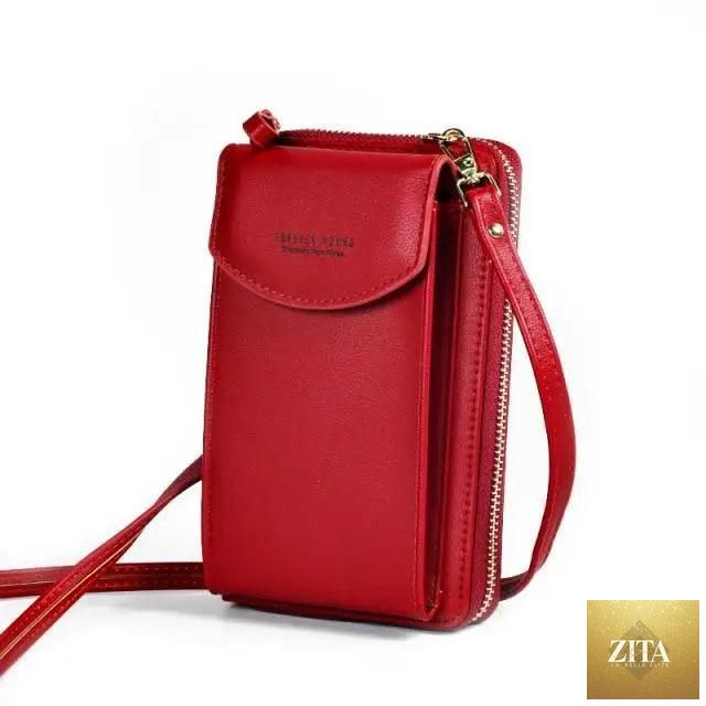 Elegant genuine leather Zita La Belle Elite small PU luxury handbag, crossbody purse, clutch, and phone wallet for women and girls.