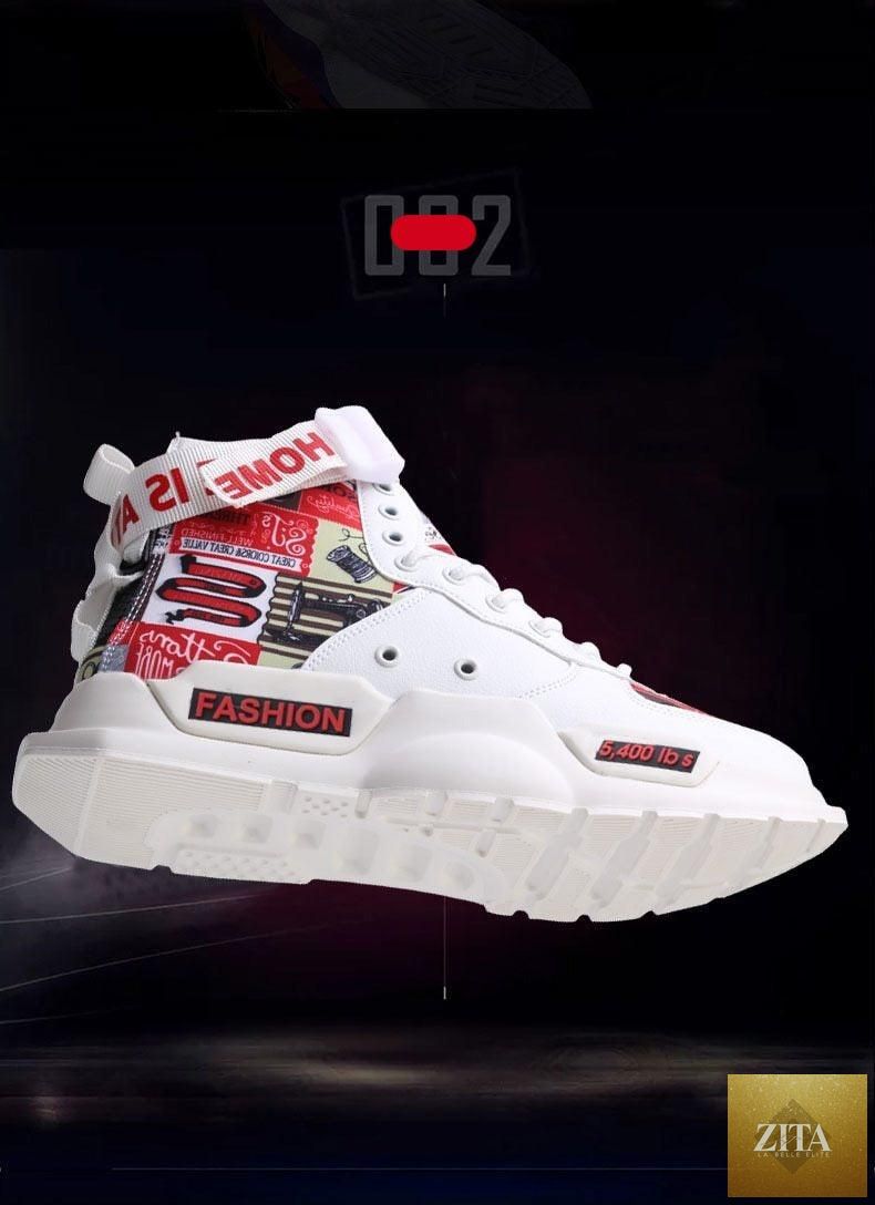 Stevvex men's high-quality red sneakers with breathable mesh, lightweight design, non-slip sole, ideal for basketball, running, and walking.