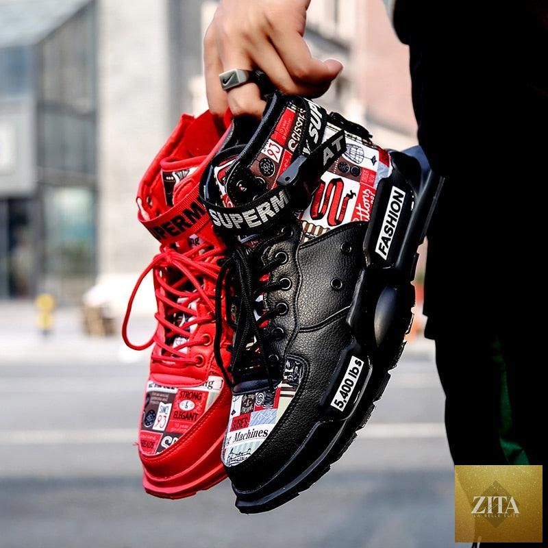Stevvex men's high-quality red sneakers with breathable mesh, lightweight design, non-slip sole, ideal for basketball, running, and sports.