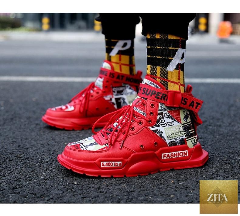 Stevvex men's high-quality breathable red sneakers for basketball, running, tennis, and athletic walking with non-slip soles.