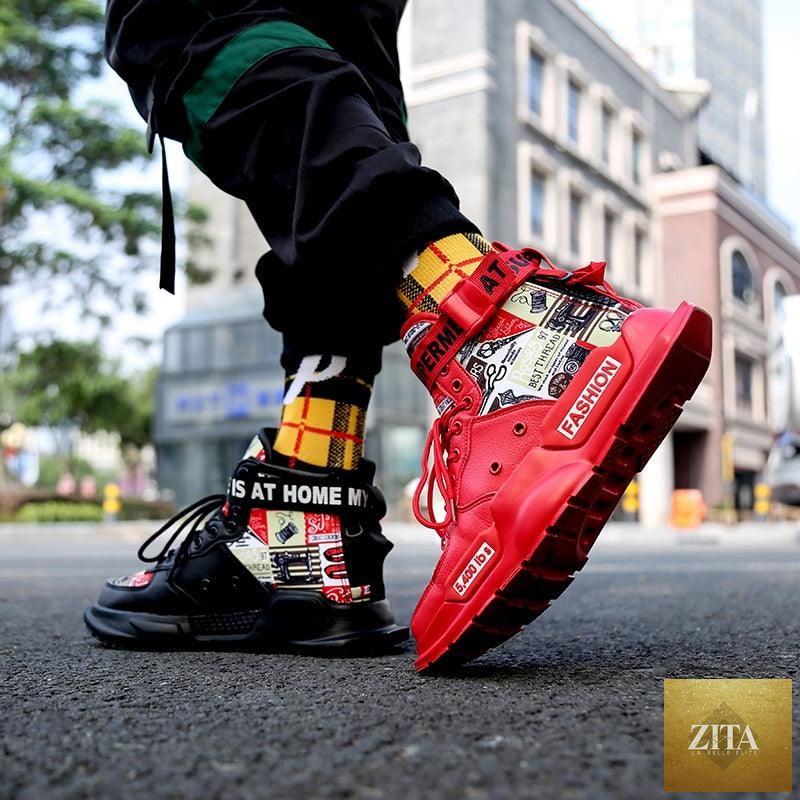 Stevvex men's high-quality red breathable sneakers for basketball, running, tennis, and workout with non-slip sole and lightweight design.