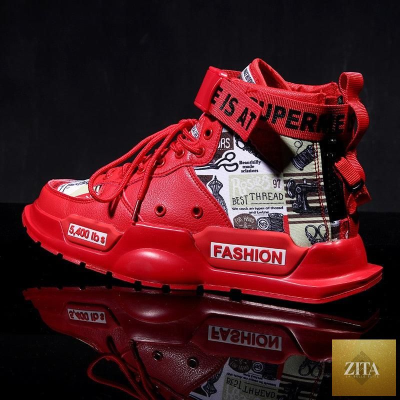 Stevvex men's red breathable lightweight sneakers for basketball, running, tennis, and athletic walking with non-slip soles.