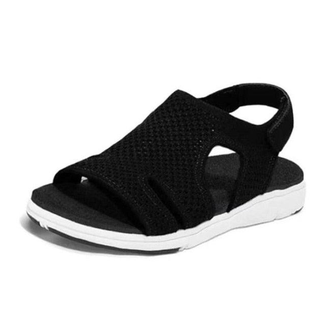 Blue Stevvex women's summer flat sandals with buckle strap, open toe, slip-on design, perfect for casual beach or dressy wear.
