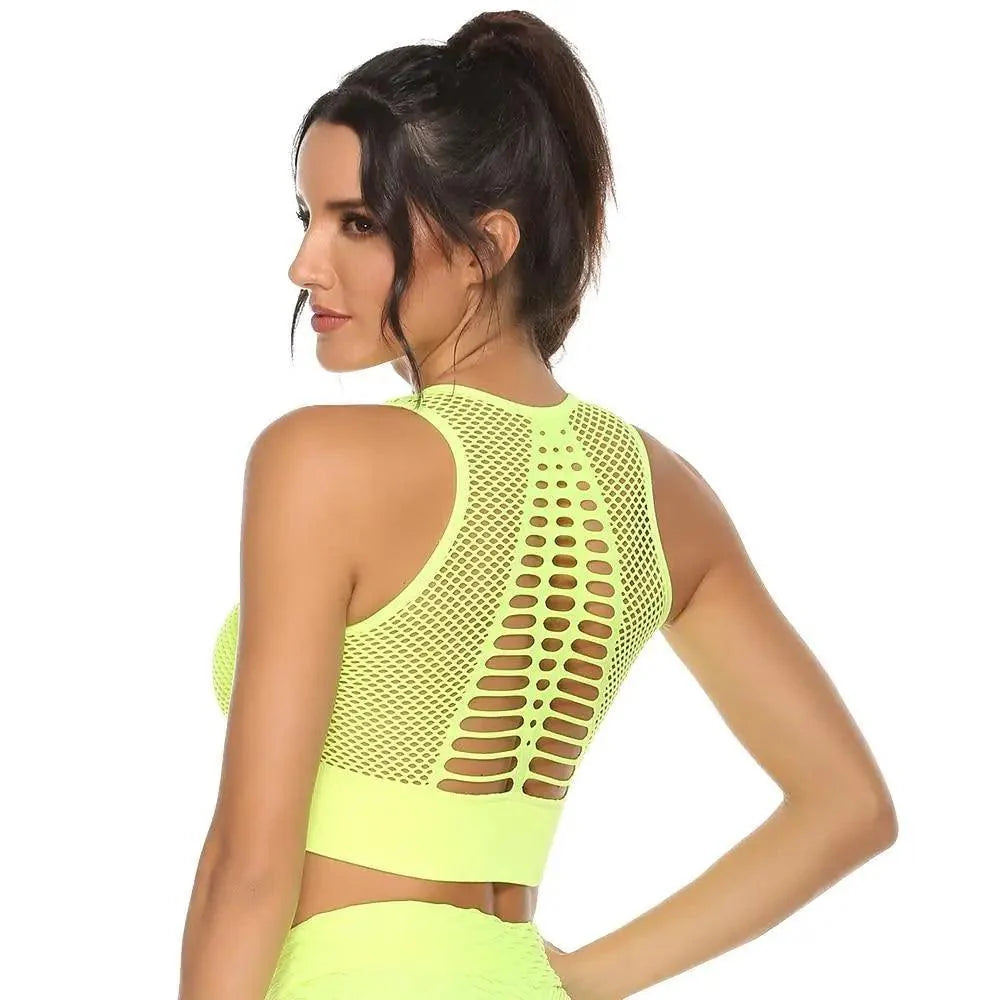 Stevvex women's backless sports bra and yoga vest, quick-dry solid workout shirt for running and gym activities.