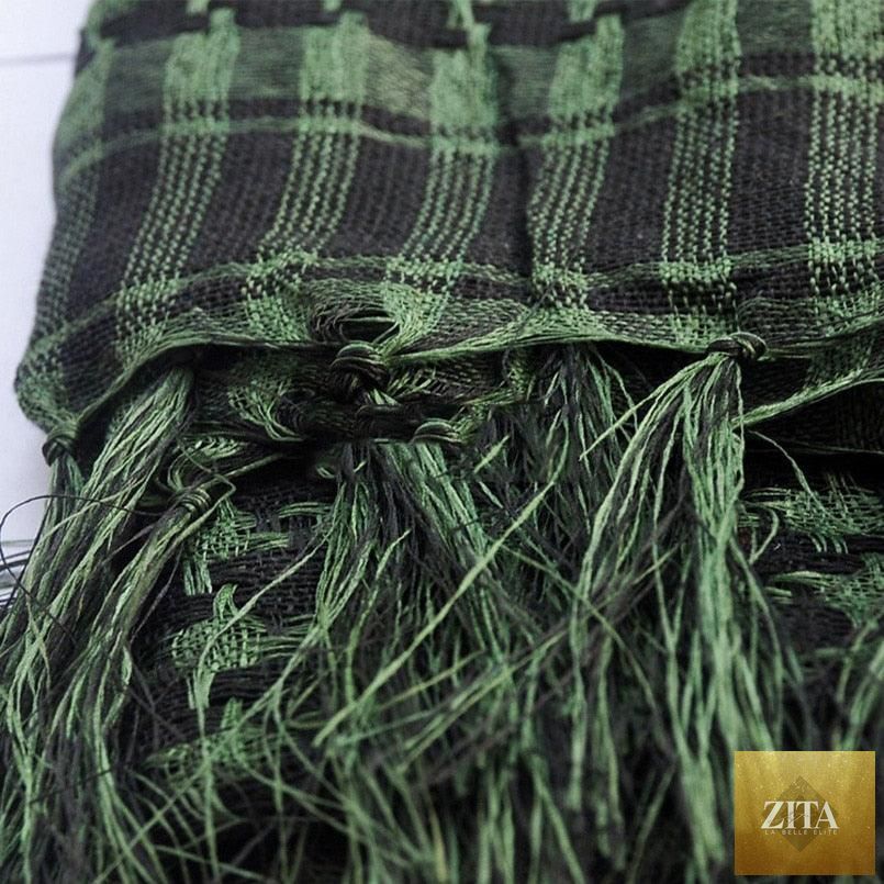 Stevvex winter unisex military scarf with tassels, windproof desert Arab keffiyeh, head and neck wrap, tactical Shemagh, warm and durable.