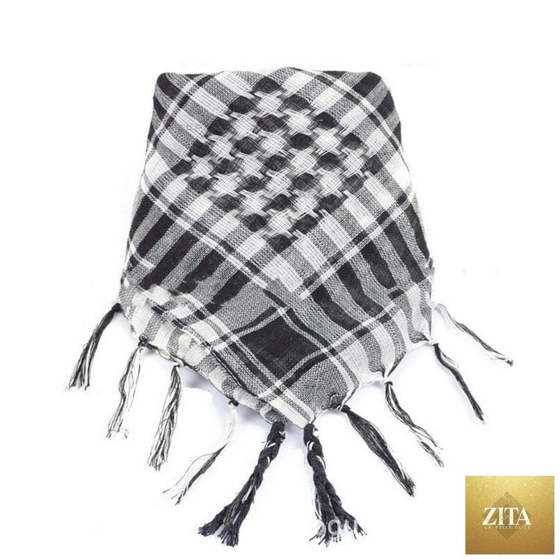 Stevvex military desert keffiyeh scarf with tassels, windproof warmer for men and women, Arab wrap head and neck scarf.