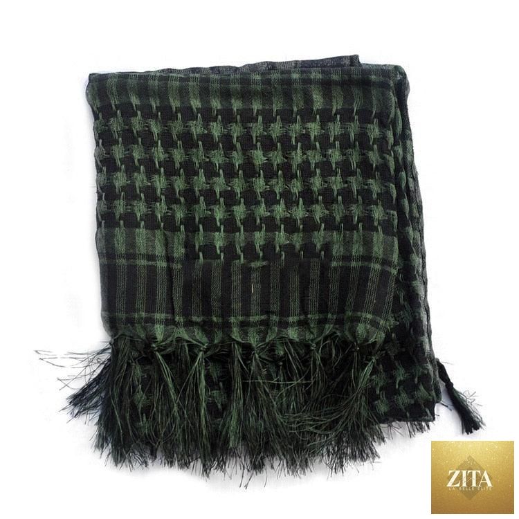 Stevvex military-style windproof winter scarf with tassels, Arab keffiyeh design, suitable for men and women, desert tactical head and neck wrap