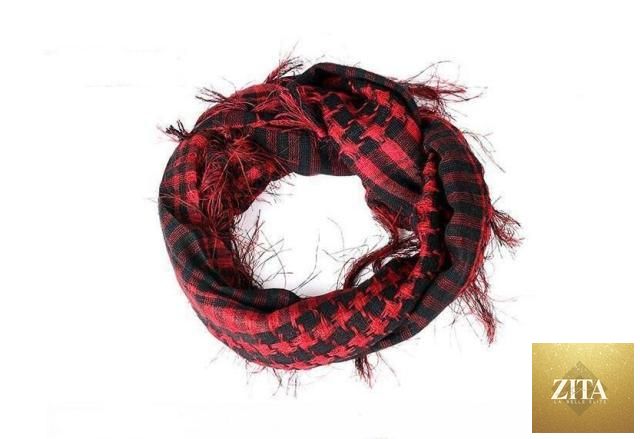 Stevvex military keffiyeh scarf with tassels, windproof winter head and neck wrap for women and men in desert Arab style.